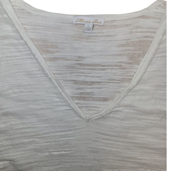 Minnie Rose Boho White Bell Sleeve V-neckline Shirt L - Picture 9 of 15